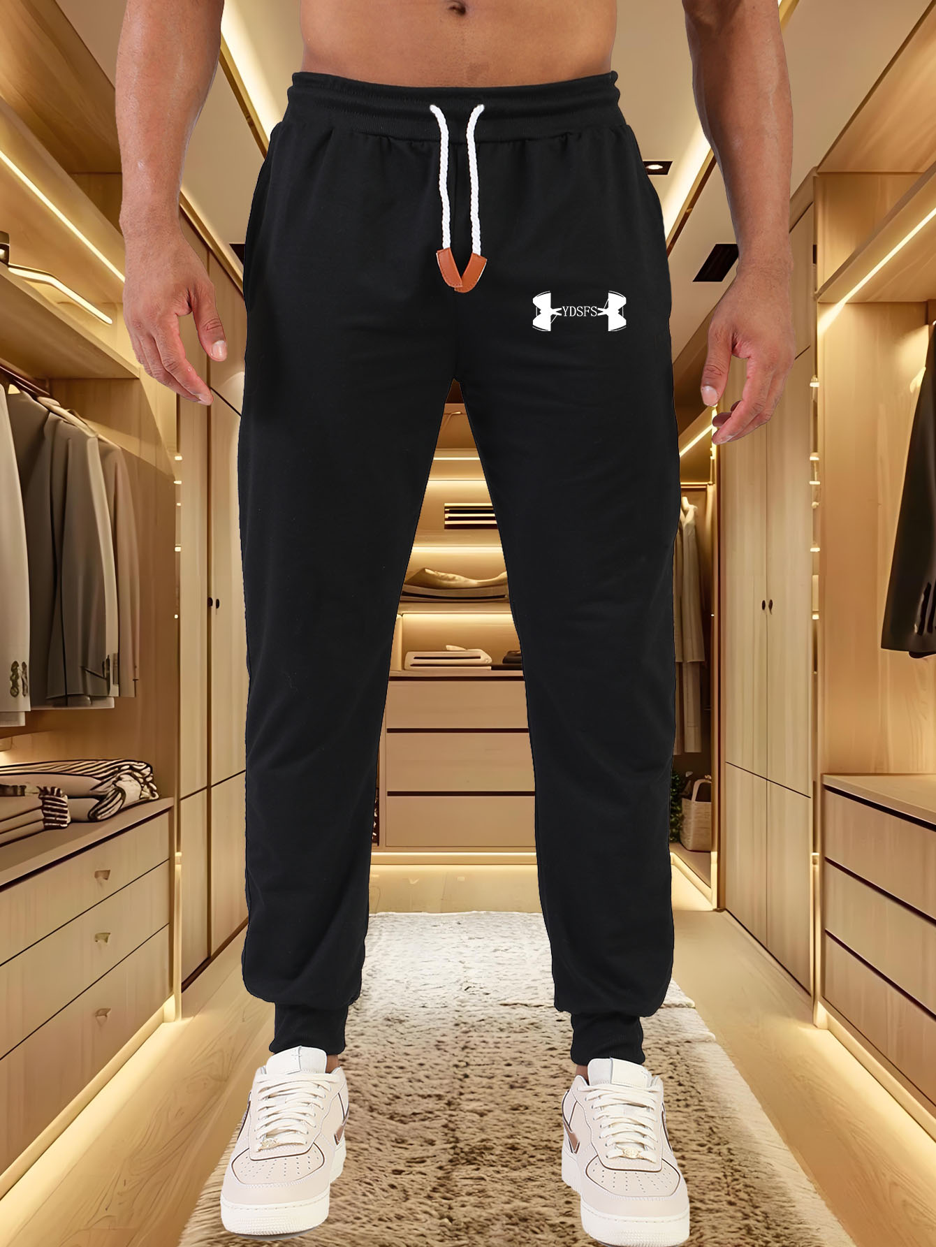 Streetwear Brands Logo - Heren Joggingbroek Sportmerk Logo Print Elastische