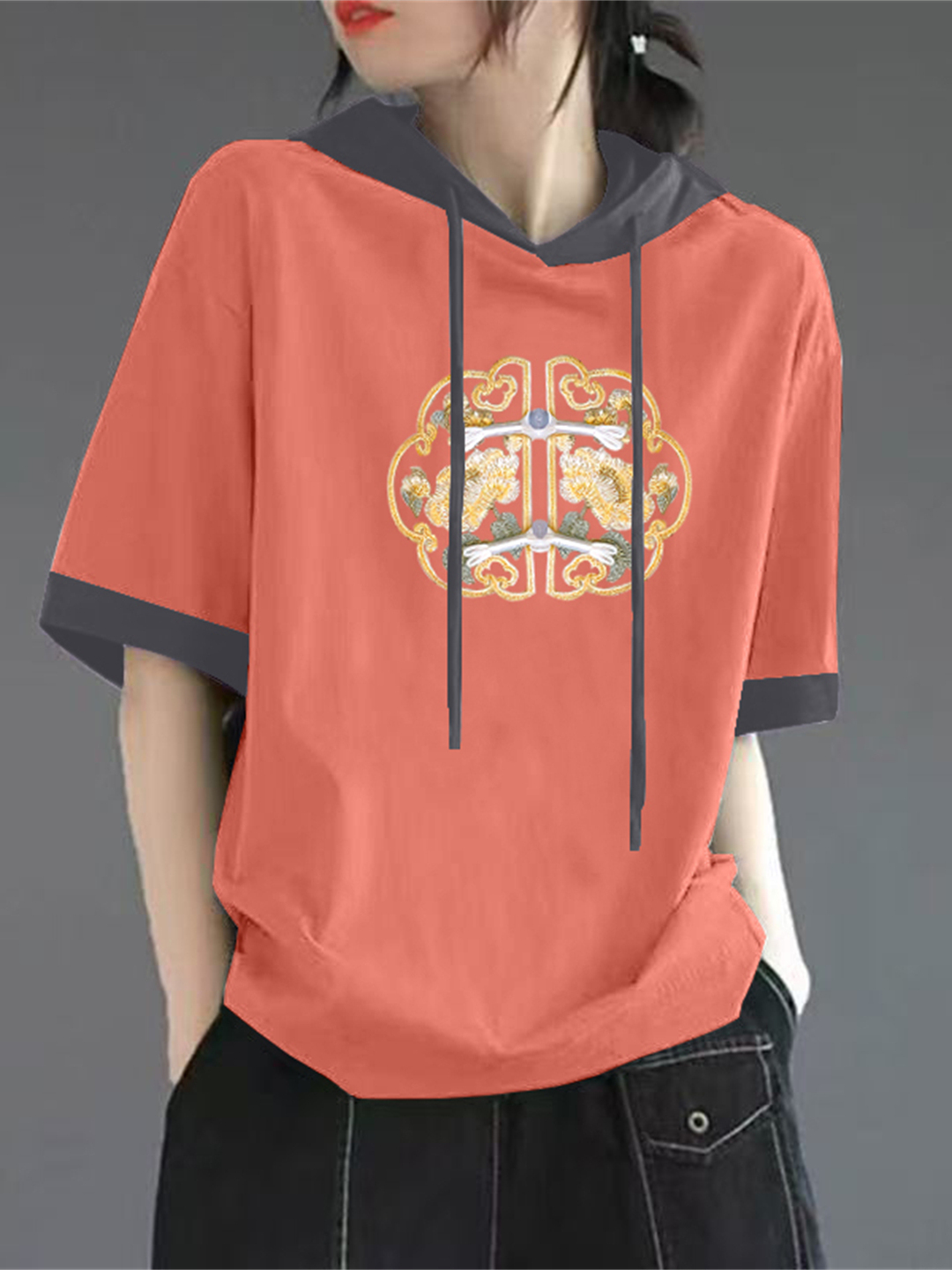 Rood puur katoenen T-shirt met - Streetwear Brand Hoodies recensie en prijs