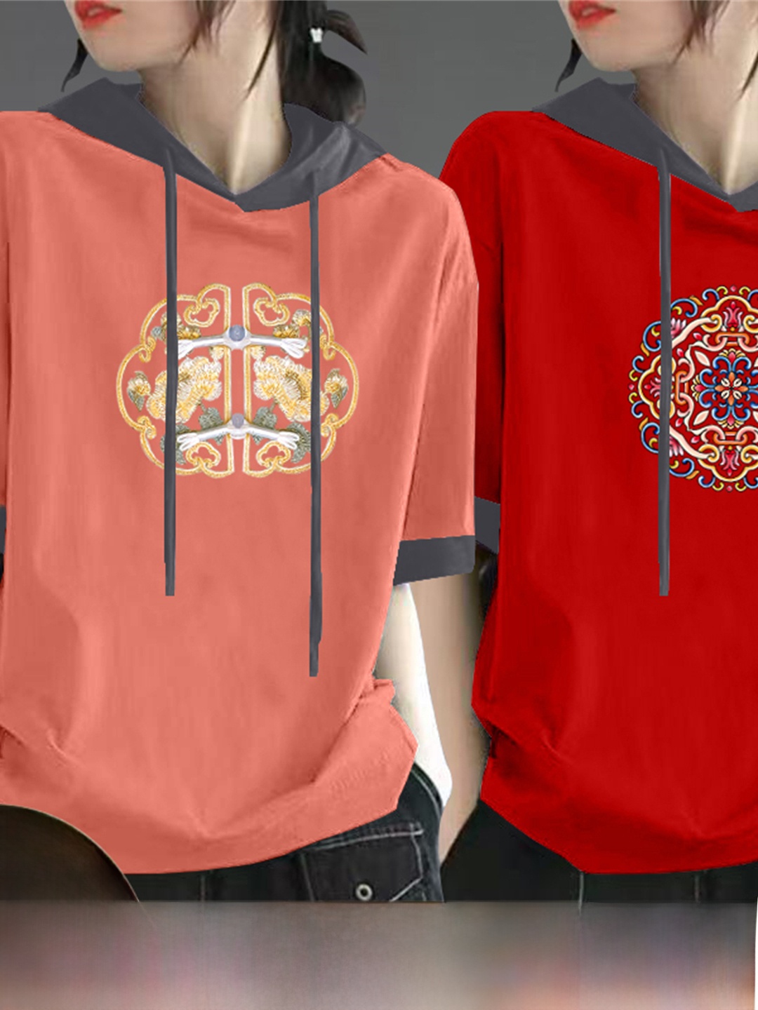Rood puur katoenen T-shirt met - Streetwear Brand Hoodies recensie en prijs