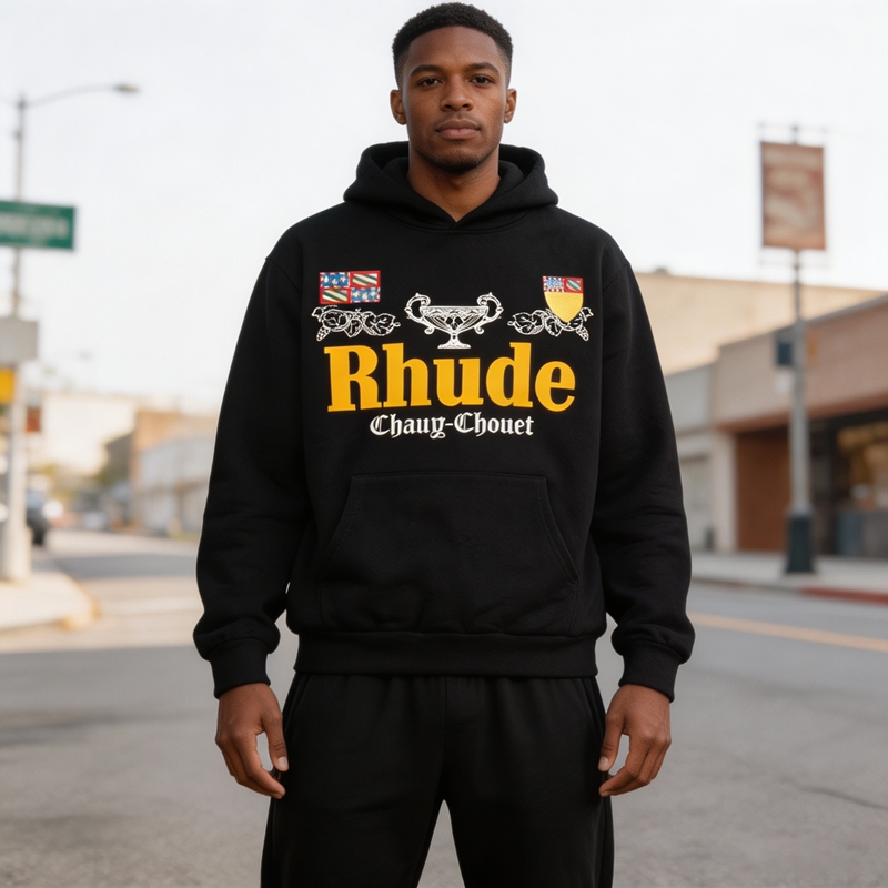 Streetwear merk RHUDE Badge Le - Streetwear Brand Hoodies recensie en prijs